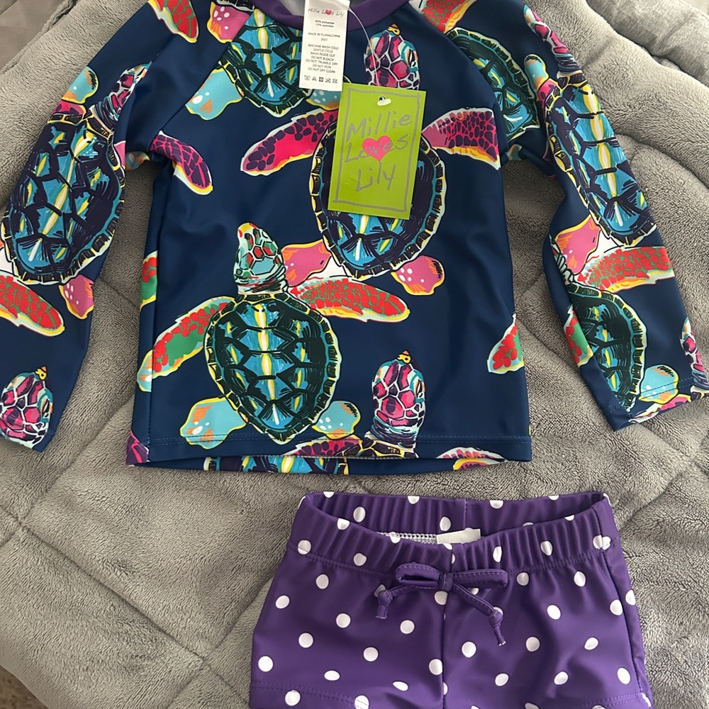 Blue and Purple Rashguard Swim Set